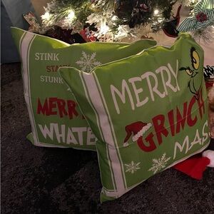 Merry Grinchmas Holiday Throw Pillow Set